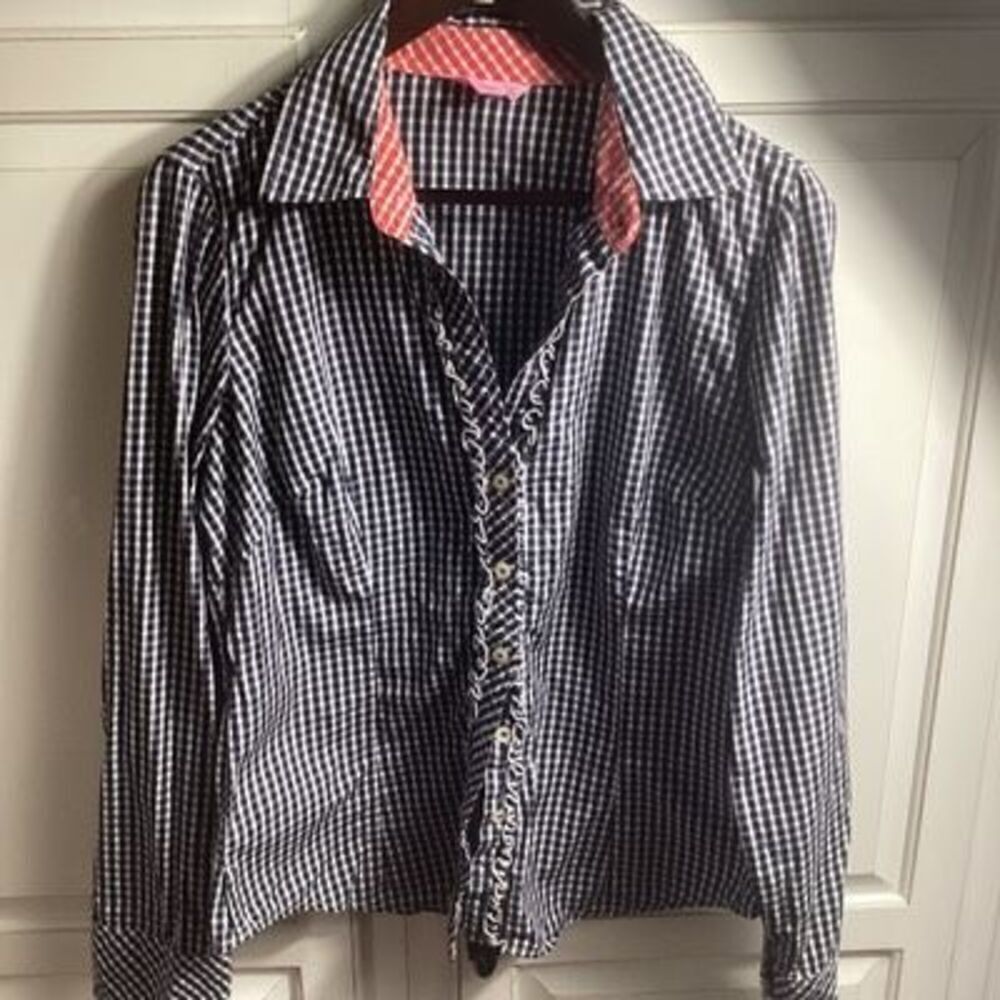 Lilly Pulitzer Womens American Gingham Button Down Shirt Sz 10